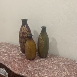 Antique Vases  Sets Of 3