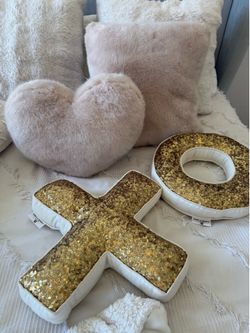 Pottery Barn Throw pillows - pink and gold