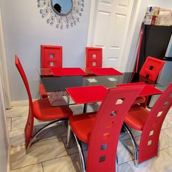 Red Table With Chairs