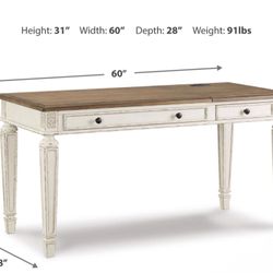 Office Desk : Realyn 60" Home Office Lift Top Desk with USB Charging