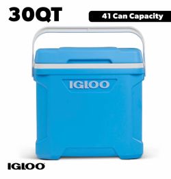 2 available Igloo 30-Quart Coolers, Carolina Blue Portable Ice Chest 18" L x 12" W x 17" H - 41 Can