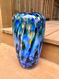 Dehanna Jones Studio 12” Hand Blown Art Glass Vase - Excellent Condition