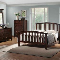 New Casual Tia Queen Dark Brown Size bed Set 3 Pc Complete bed set

