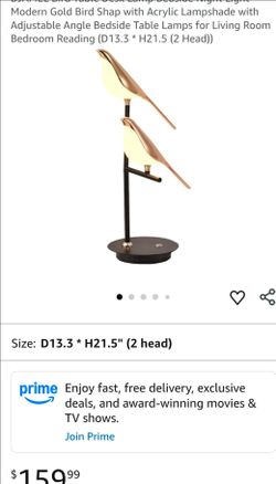 SOMINA Gold Bird Table Lamp with Acrylic Shade...