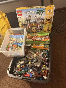 Huge Box Full Of Legos Vintage Sets, Loose, Manuals Figures