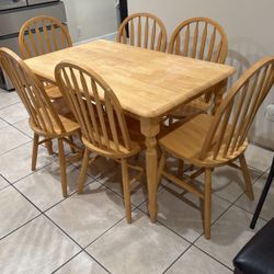Solid Wood Table & 6 Chairs 