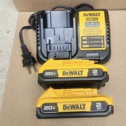 Dewalt 20v Batteries 2.0 Ah And Charger Brand New 