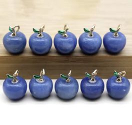 8pcs Apple Statue Pendant Natural Lapis Lazuli Stone Carved Jewelry