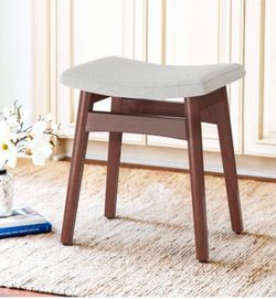 Set Of 2 LUE BONA Foot Stool, Saddle Cushion Vanity Stool, Modern Concave Ottoman with K013