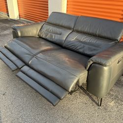 Grey Leather Electric Recliner Sofa Couch 80” L x 36” W