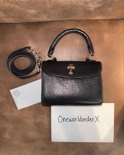 Chrome Hearts Black Leather Doc Adam’s Crossbody Bag