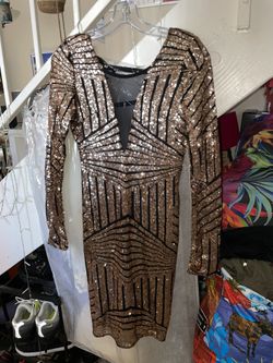 FASHIONIVA GOLD SPARKLE DRESS LARGE