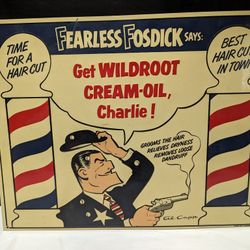 Fearless Fosdick Haircut Barber Shop Advertising Sign - Retro Americana Wall Art