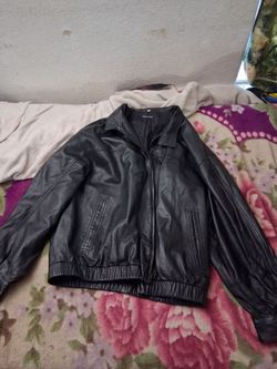 Large sized black leather jacket