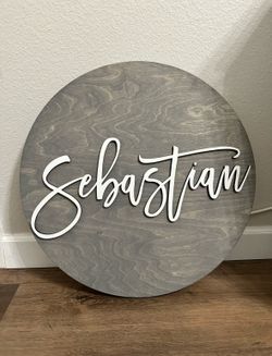 Sebastian 24” wood Round Name Sign