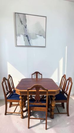 Excellent Solid Wood Extendable Dining Set – 6 Chairs