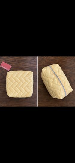 NWT Sonia Kashuk Yellow Quilted Cosmetic Makeup Bag Travel Pouch