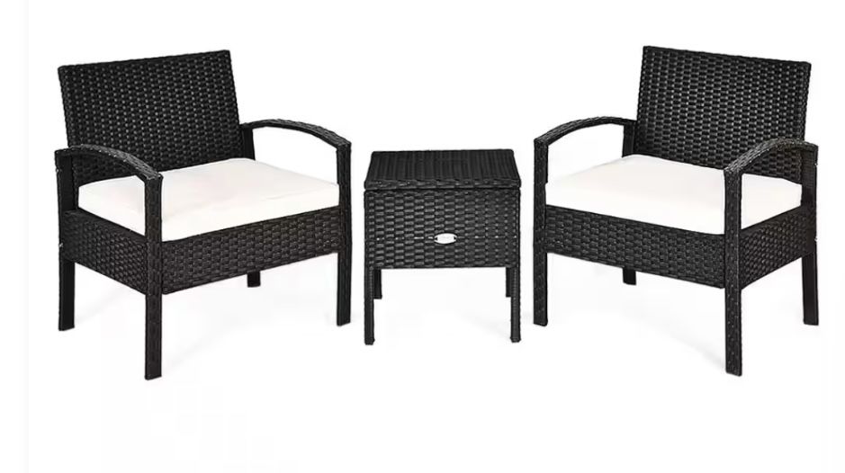 3-Piece Wicker Sectional Set with Cream Cushion For Sale $63.00 50%+ OFF Retail $126.99 NEW IN BOX