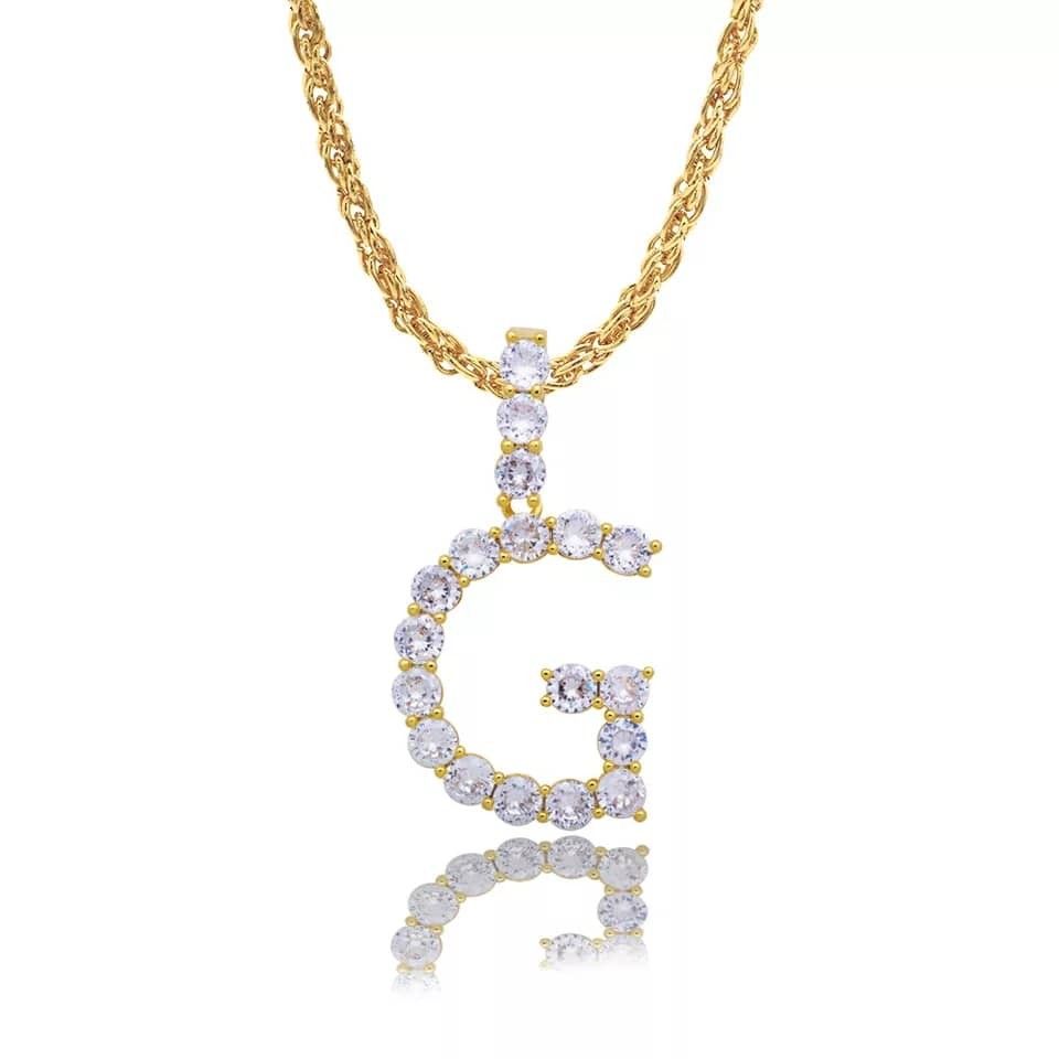 18K Gold Pl Stainless Steel Letter CZ