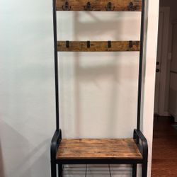 Coat Rack With Shoe Bench