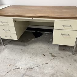 Mid Century Desk Double Pedestal Steel Desk - 60"W x 30"D