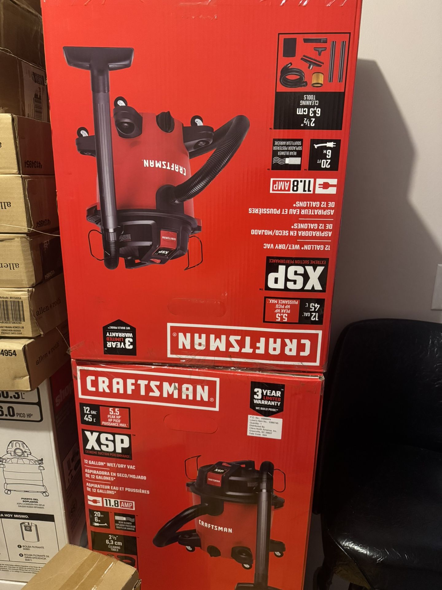 2 Brand New Craftsman 12-Gallon Wet/Dry Shop Vacs β $150 for Both!