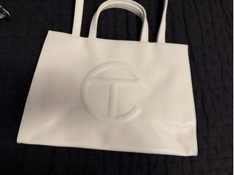 New Telfar Medium Shopping Bag-Vegan Leather White With Label Dust Bag