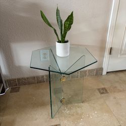 1970s Leon Rosen Style Glass Side End Table for Pace Collection MCM Post Modern