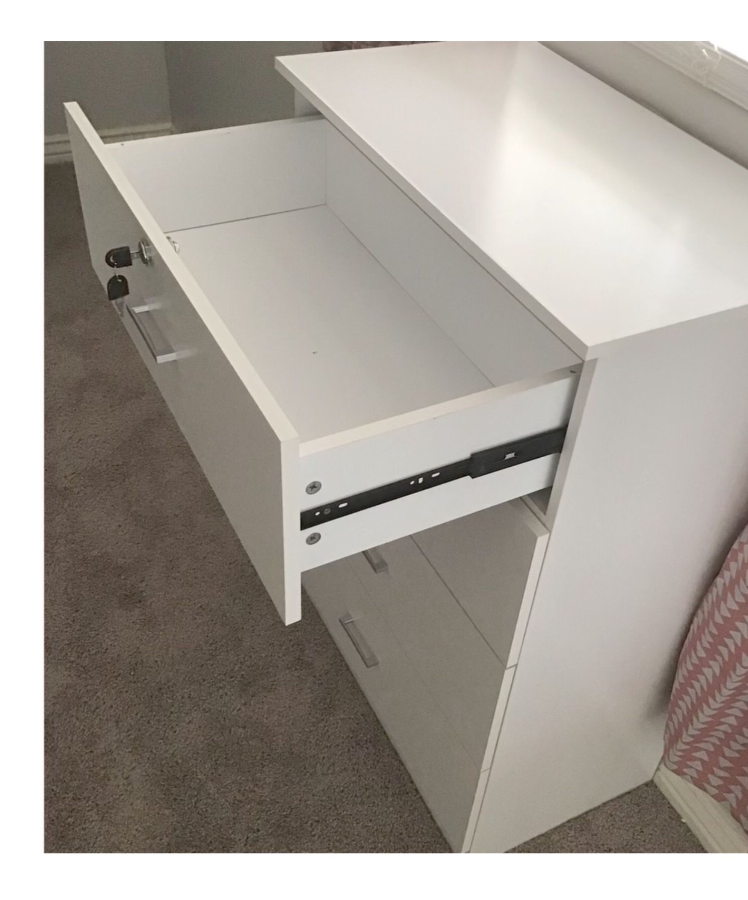 Dresser, Chest, Organizer, White W Lock, 4 Drawers, Available In Gray Too