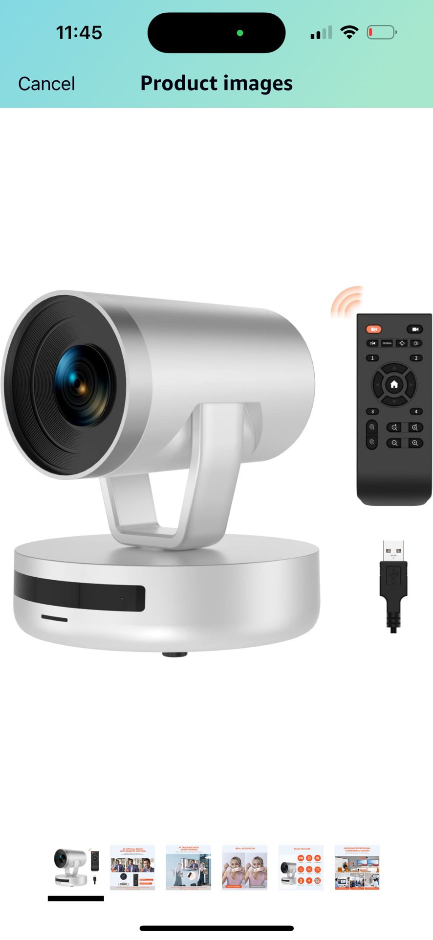 NUROUM V403 PTZ Webcam, 5X Opt Zoom/AI Tracking/Autofocus/122° Wide Angle, 1080P FHD Video Conference Camera with Dual Mics/Remote Control/4 Preset Po