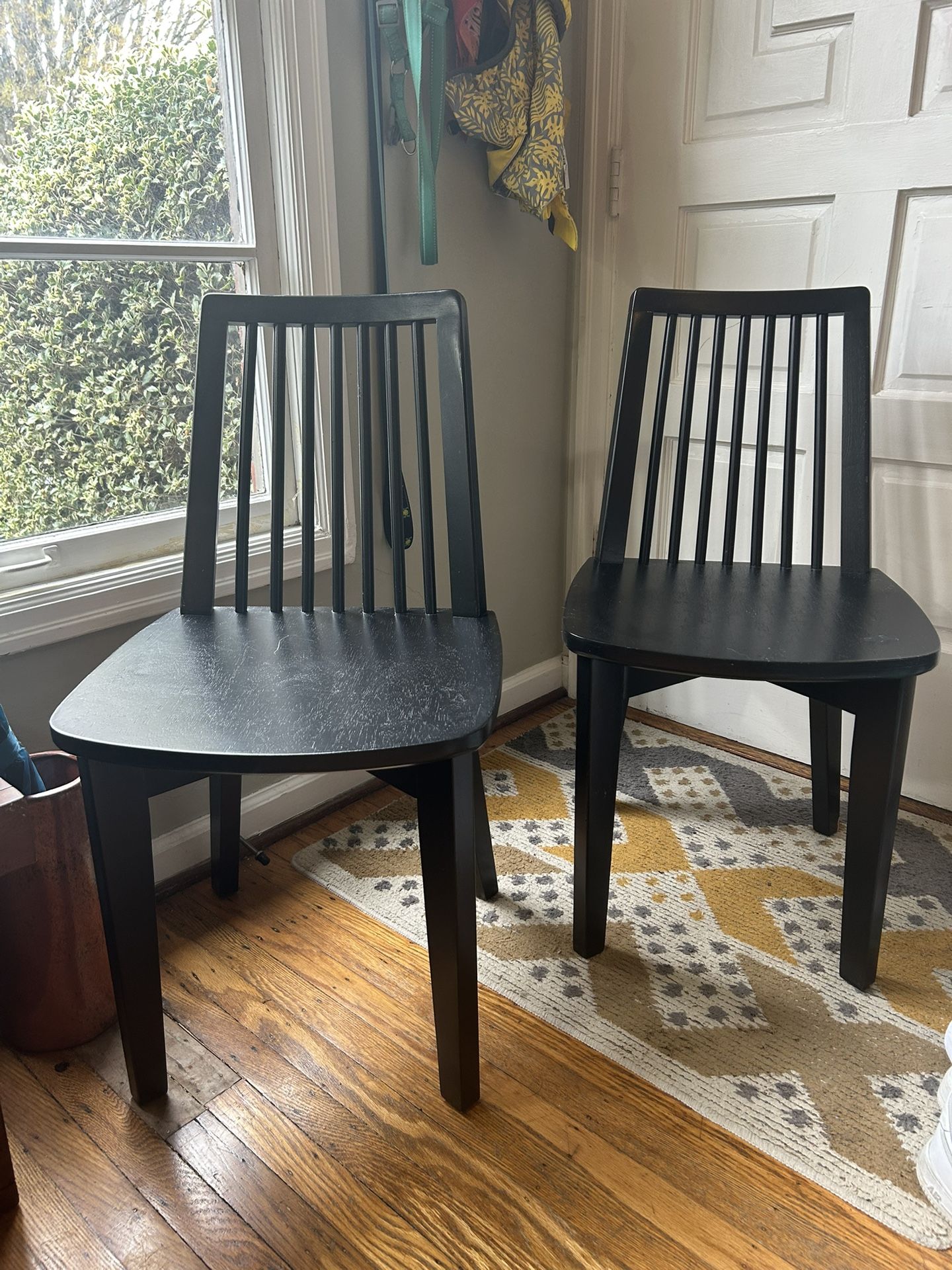 Black Wooden Dining Chairs (2)