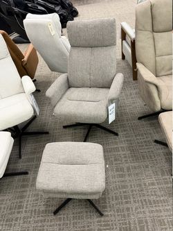 Swivel Recliner with Ottoman - Greige | Reclining Chair | Lounge Chair