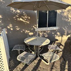 Free metal table and umbrella
