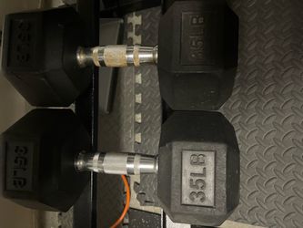 35 LB Rubber Hex Dumbbells Pair