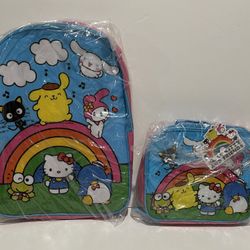 Hello Kitty Kids Backpack 15 Inch And Matching Lunch Bag Brand New
