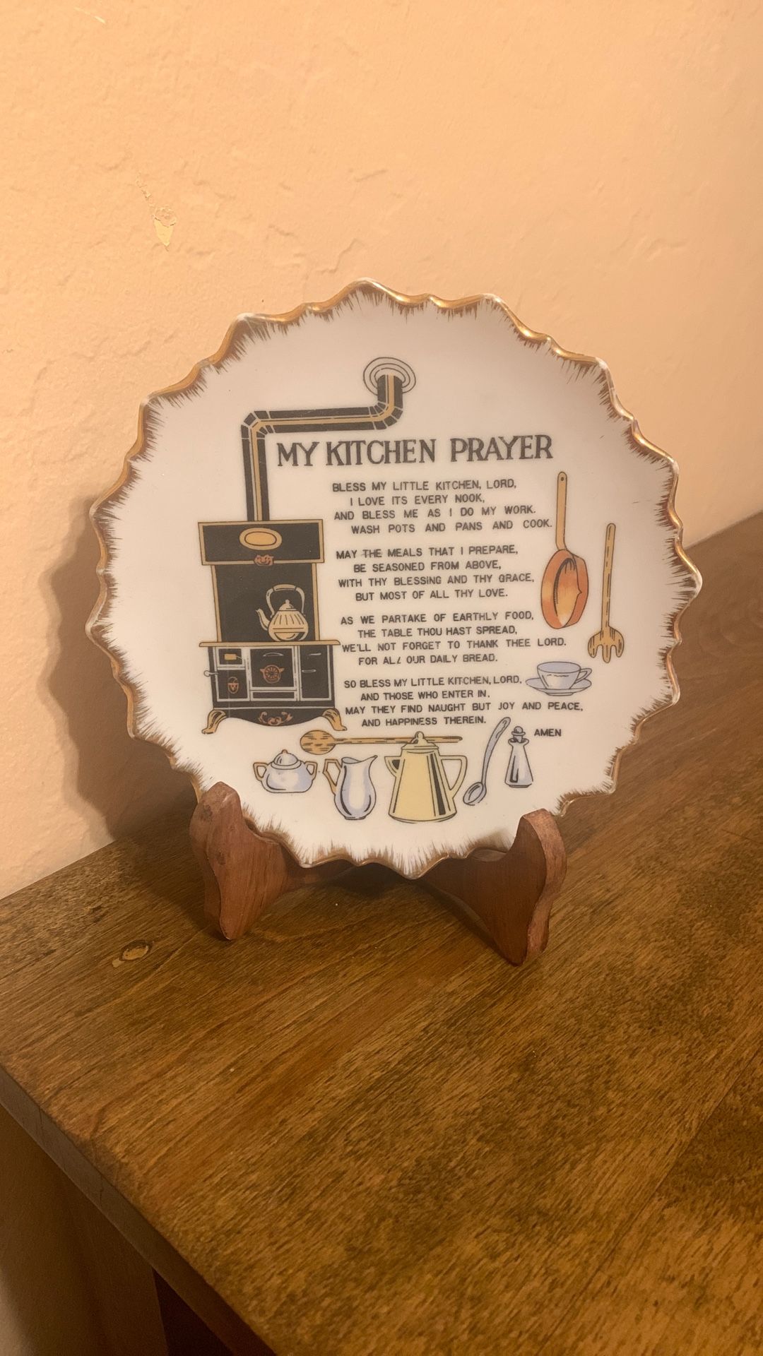 Vintage Decorative Plate “My Kitchen Prayer”. Mint