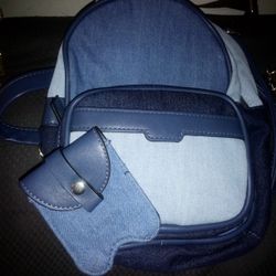 Small Denim Colored Backpack 