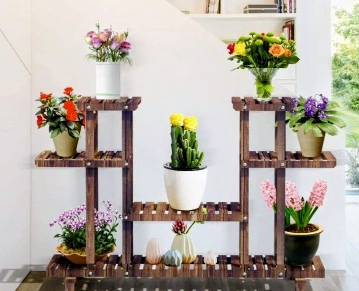 Wooden Plant Stand With Wheels