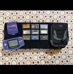 Nintendo Game Boy Advance AGB-001  Handheld System w/ Clip-On Light & Games