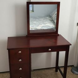 Wood Vanity with Stool , 36”width x 18” depth