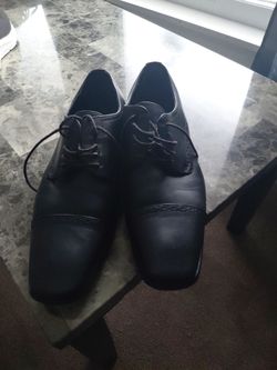 Perry ellis Black Leather Cap-Toe Oxford Dress Shoes