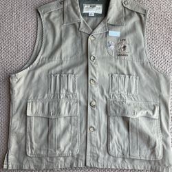 Boyt Harness Co Shooting Vest Men's 2XL Tan Utility Button Up Cotton Hunting