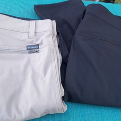 Columbia Dri Fit,  Size 36 X 32 One Pair Is Black, Other Is Tan