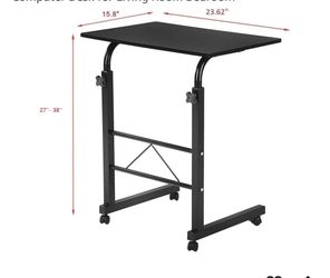 Adjustable Sofa Side Table with Wheels, Removable Small Desk, Rolling Coffee Snack Table, Lifting Laptop Computer Desk for Living Room Bedroom