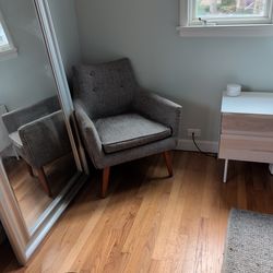 Pair of Stylish Upholstered Chairs And Ottoman