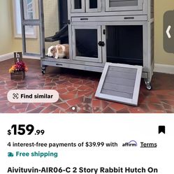 Aivituvin-AIR06-C 2 Story Rabbit Hutch On Wheels (Inner Space 8.32 ft3)