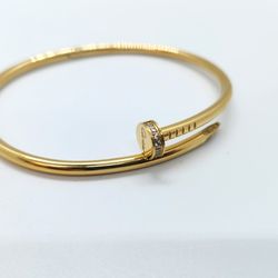 Nail Gold Bracelet With Stones Stainless Steel Gold Plated