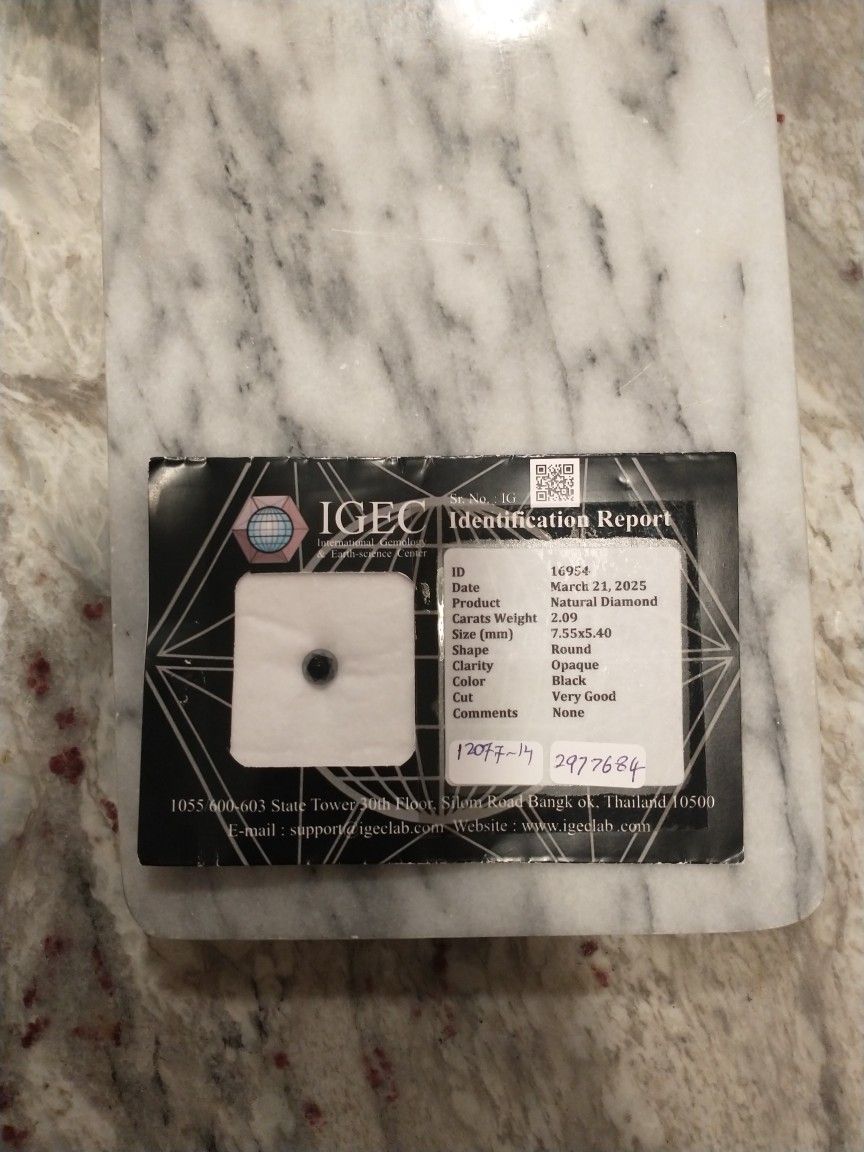 Natural Black Diamond CERTIFIED IGEC