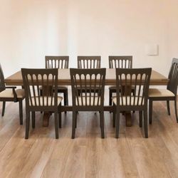 New Solid Rustic 9 Piece Dining Set
