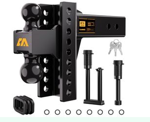 CAMMOO Adjustable Trailer Hitch, Tow Hitch Fits 2.5 Inch Receiver, 6 Inch Rise/Drop Hitch, 2" And 2-5/16" Ball Hitch, 22000 LBS GTW Truck Hitch With U